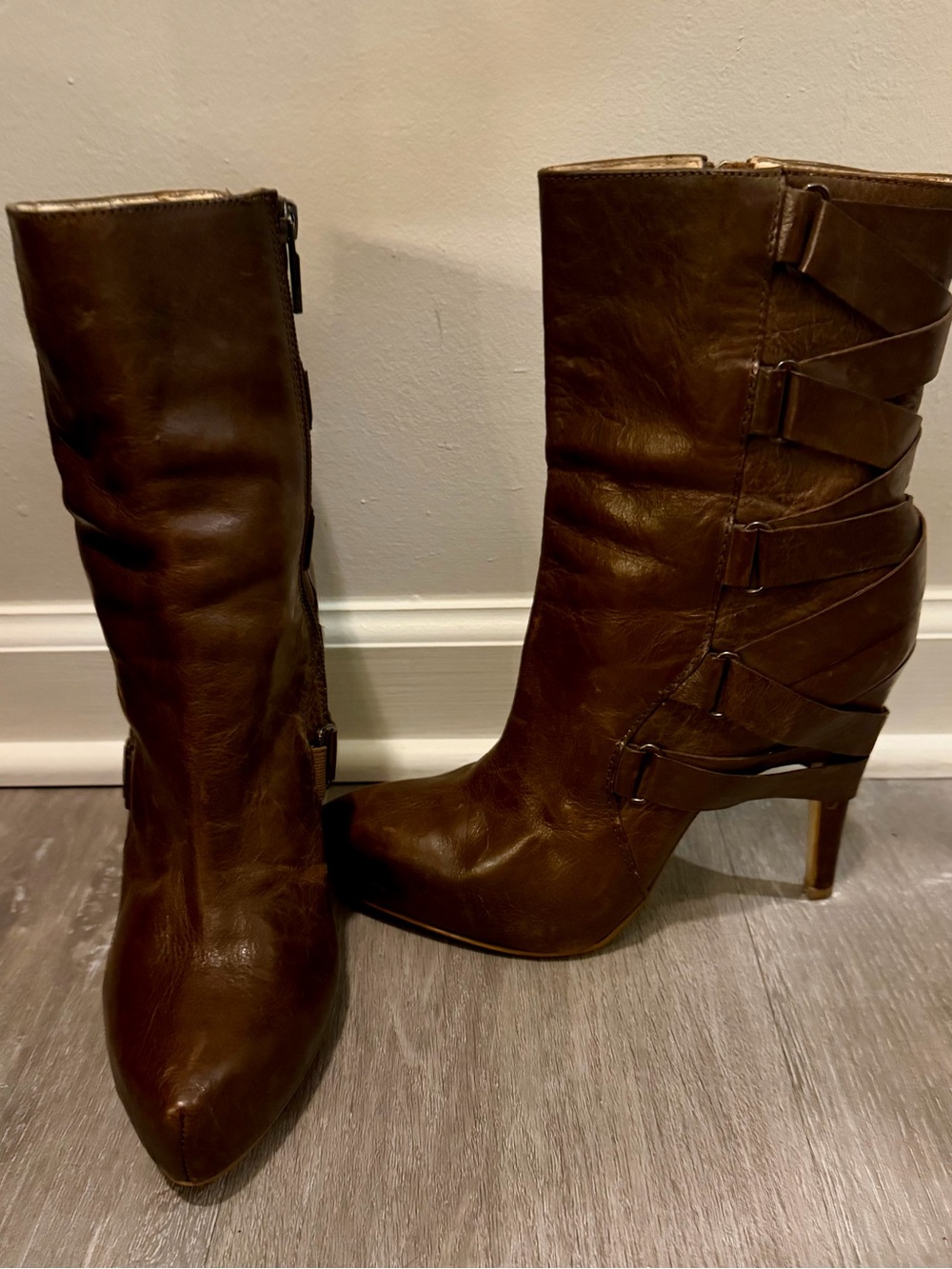 Boutique 9 Brown Strappy Leather High Heels